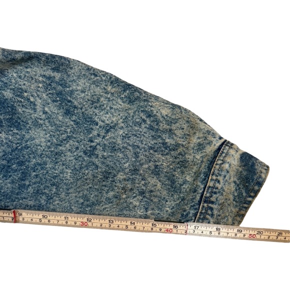 Vintage 90s Acid Wash Tiger Bay Denim Jacket XL Rock Band Patches Grunge - Picture 6 of 9